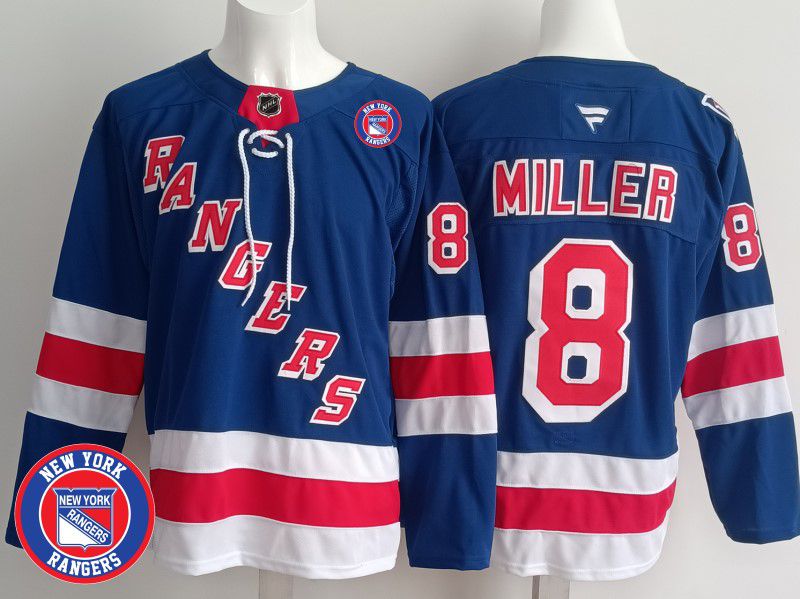 Men New York Rangers #8 Miller Blue 2025 Fanatics Home Premium NHL Jersey style 2
